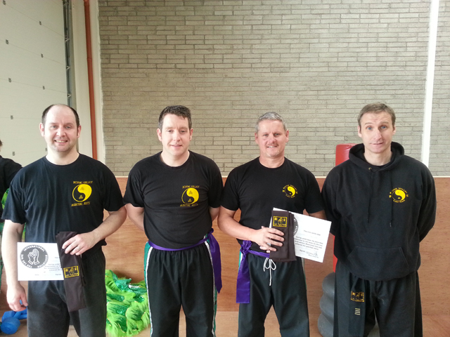 Martin, Darren and Warrick receiving their Brown Sash from Sifu Derek Dawson