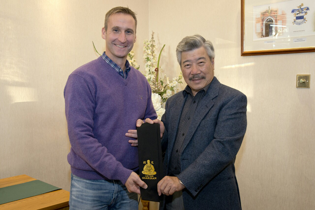 Sifu Derek Dawson being awarded as Guardian of Lau Gar by Master Yau