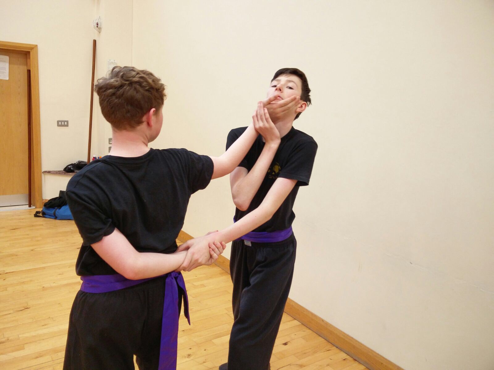 Junior students working on their locking techniques at the recent Master John Russell Training Weekend