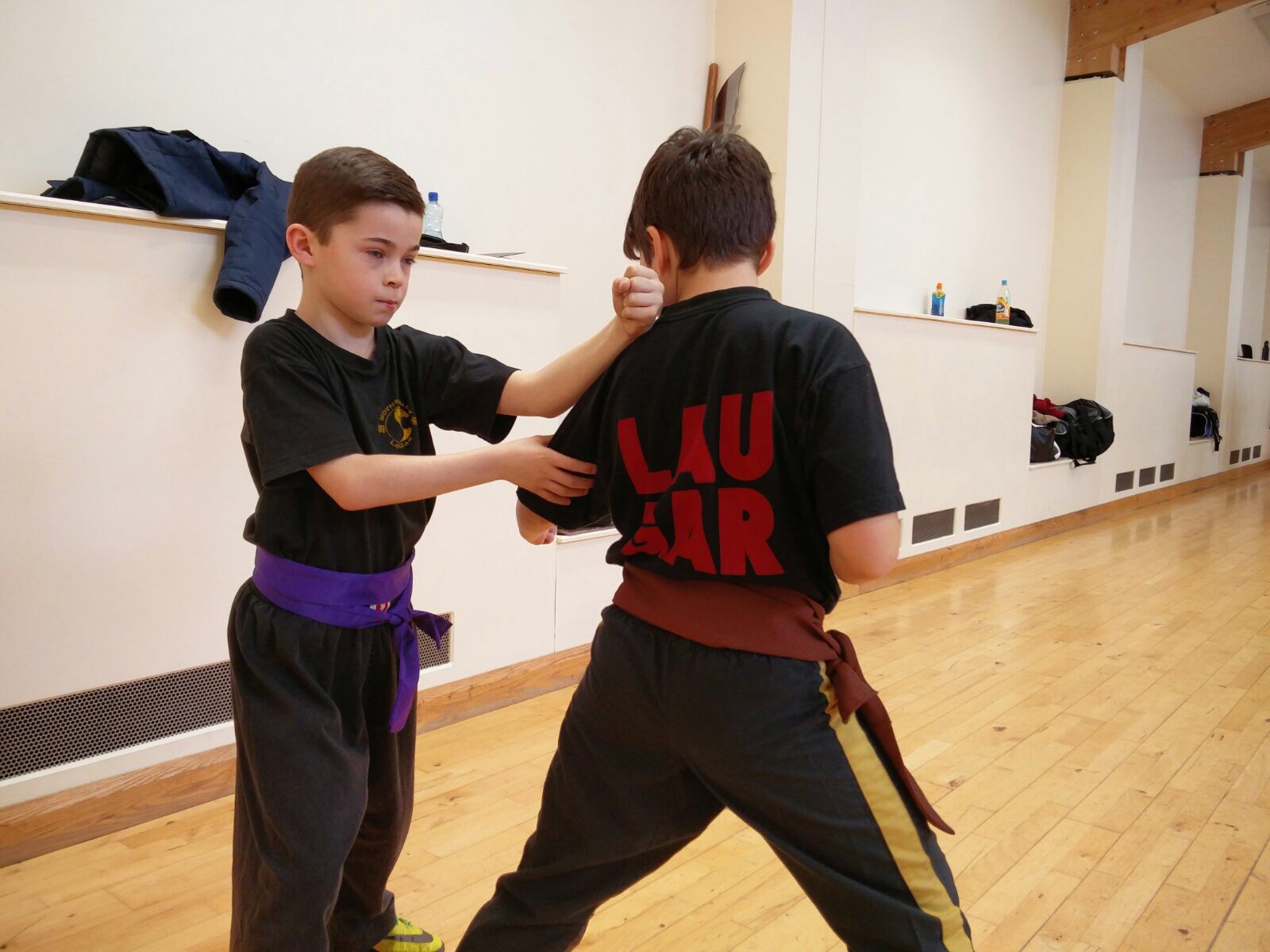 Junior students working on their locking techniques at the recent Master John Russell Training Weekend